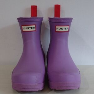 Hunter Purple And Red Ankle Rainboots